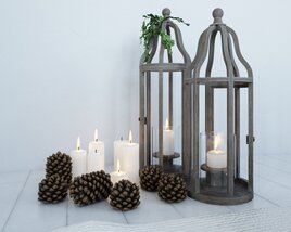 Elegant Candle and Lantern Display 3D-Modell