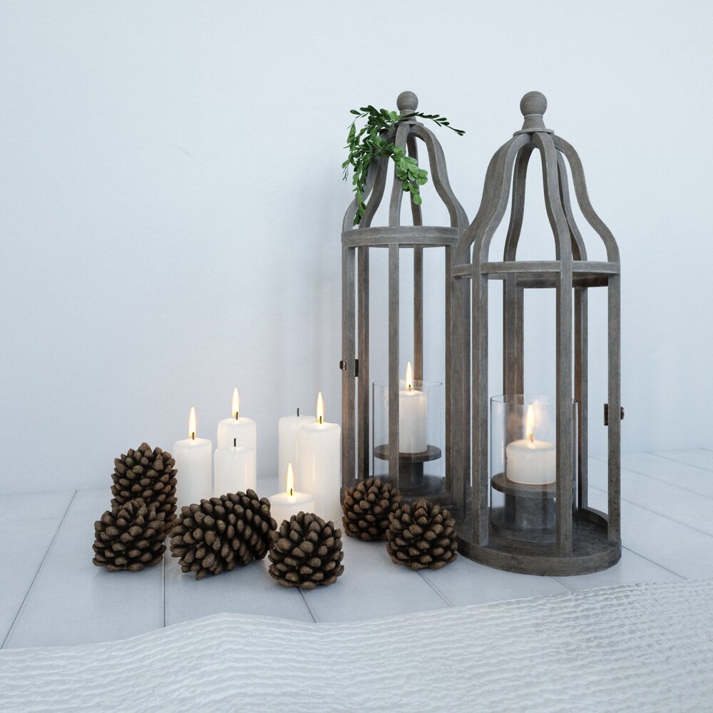 Elegant Candle and Lantern Display 3D-Modell
