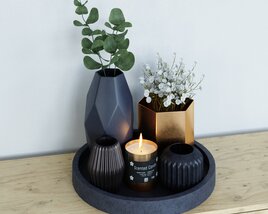 Modern Decorative Vase and Candle Set 3D 모델 