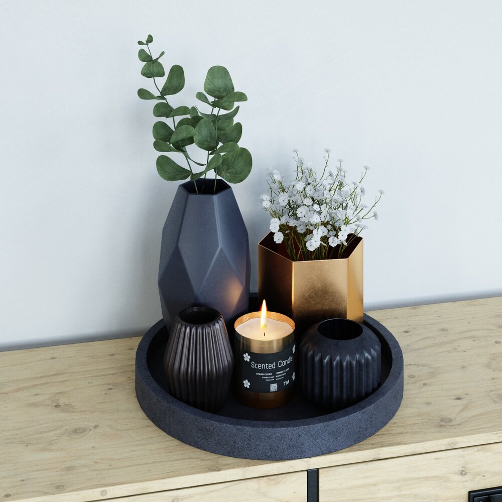 Modern Decorative Vase and Candle Set Modello 3D