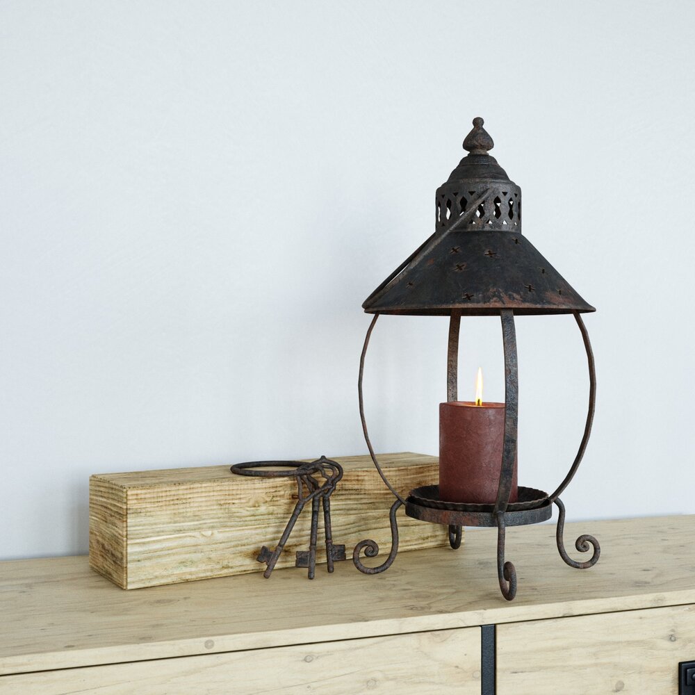 Vintage Candle Lantern 3D model