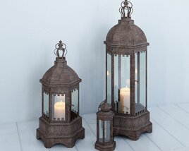 Vintage Candle Lanterns Modelo 3d