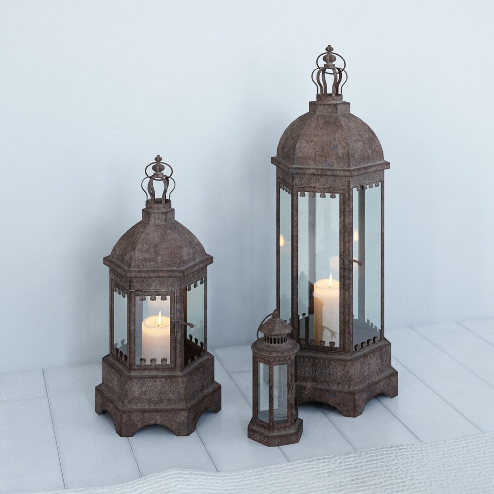 Vintage Candle Lanterns Modelo 3D