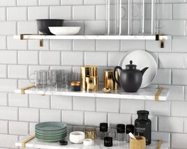Modern Kitchen Shelf Decor 3D model