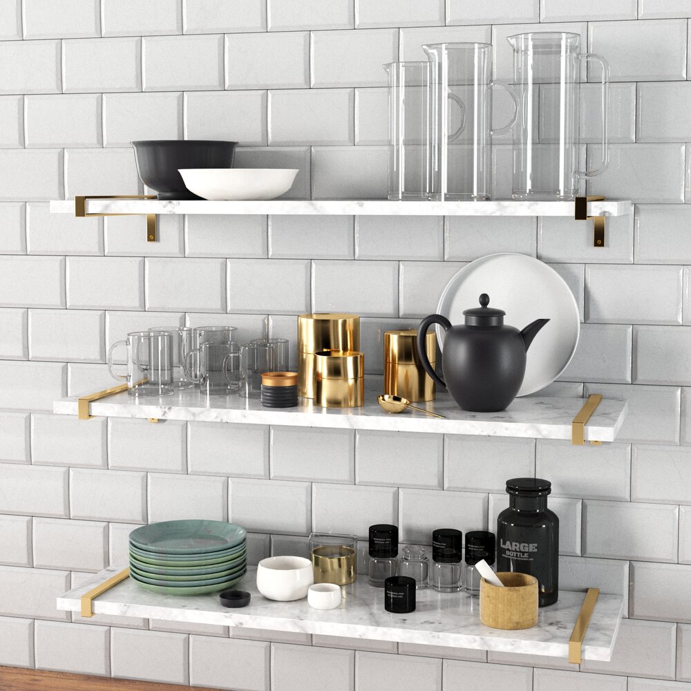 Modern Kitchen Shelf Decor 3D-Modell