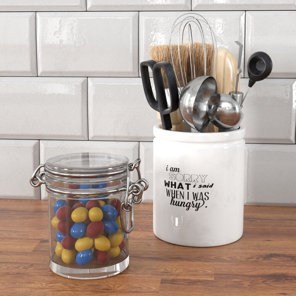 Kitchen Utensil and Candy Jar Modello 3D