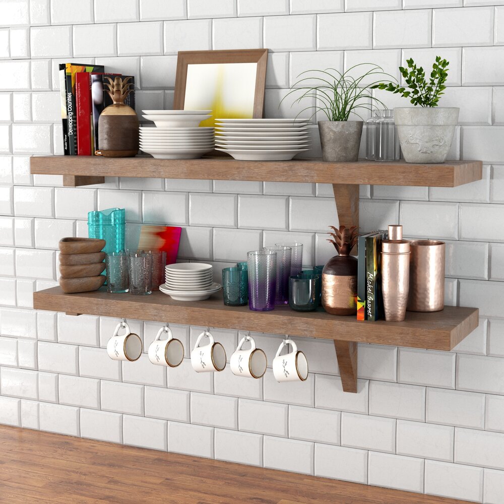 Kitchen Shelf Decor and Storage 3D 모델 