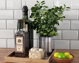 Kitchen Olive Oil and Greenery 3D 모델 