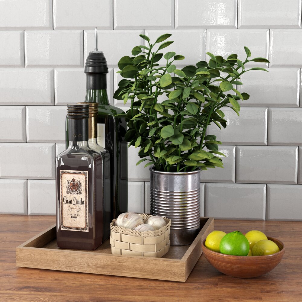 Kitchen Olive Oil and Greenery Modello 3D