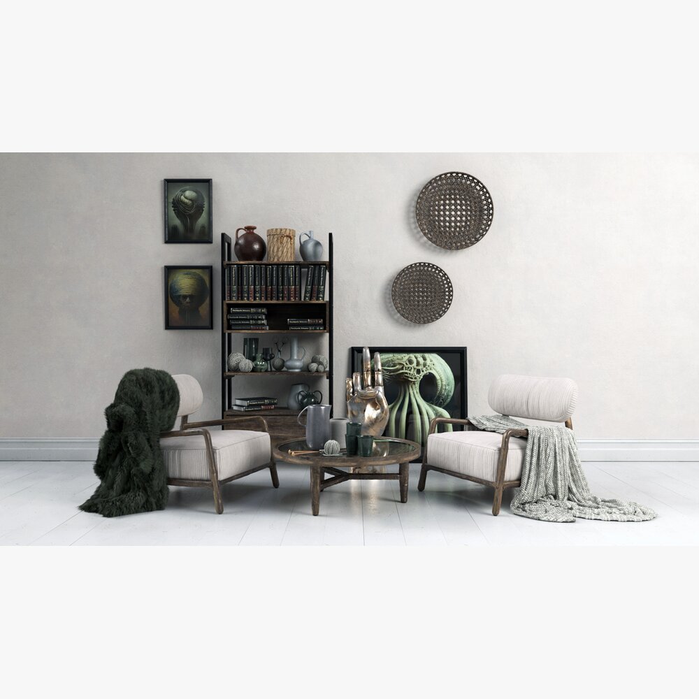 Contemporary Living Room Decor 3D модель