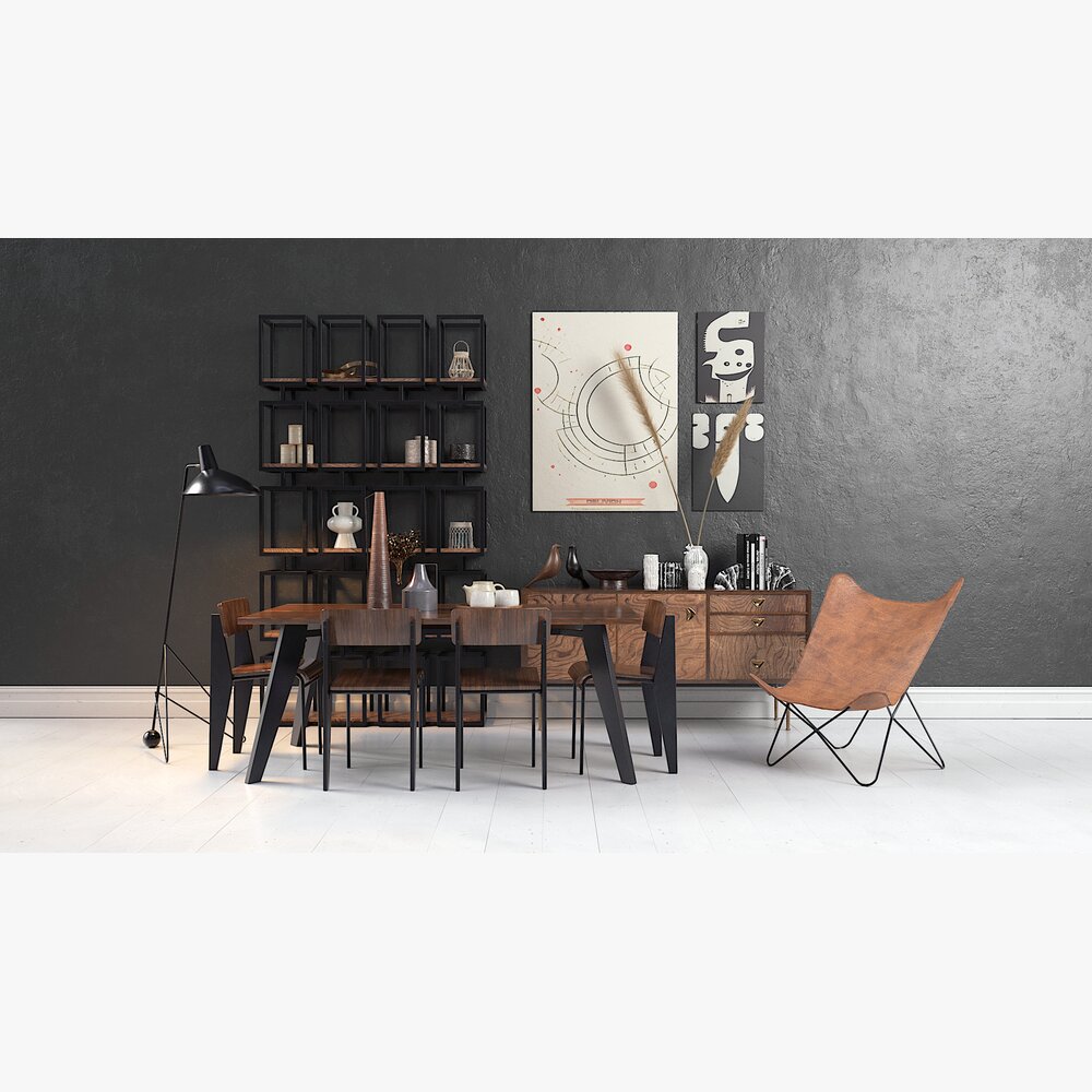 Industrial Chic Home Office Modello 3D