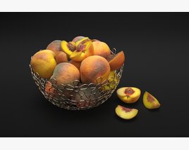 Basket of Fresh Peaches 3D model