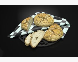 Freshly Baked Bread Loaves 3D model