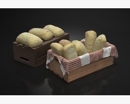 Fresh Baked Bread Loaves 3D 모델 