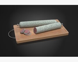 Salami on Cutting Board 3Dモデル
