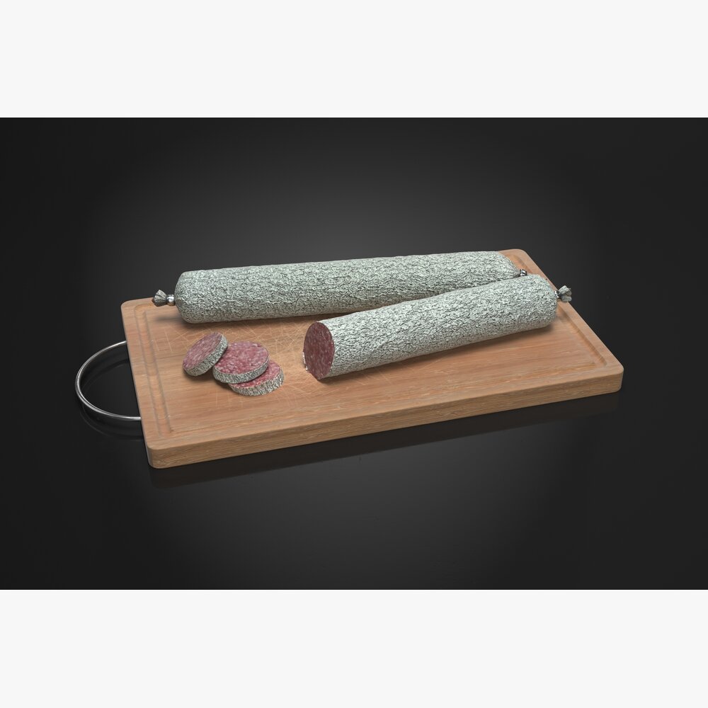 Salami on Cutting Board 3D-Modell