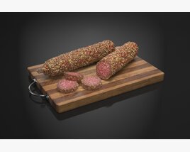 Assorted Salami on a Cutting Board Modello 3D