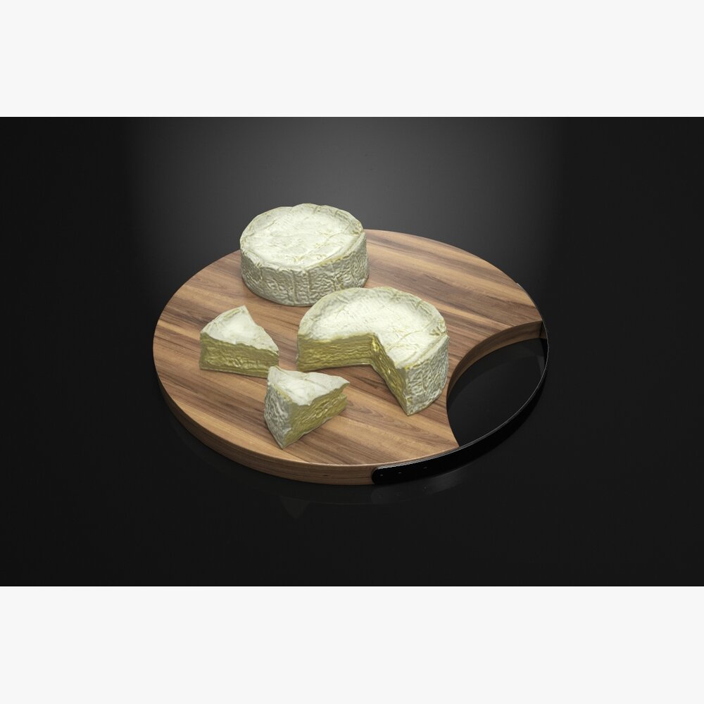 Artisan Cheese Selection on Wooden Board 3D модель