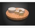 Artisanal Cheese Selection on Wooden Board 3D模型