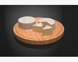 Artisanal Cheese Selection on Wooden Board 3D model