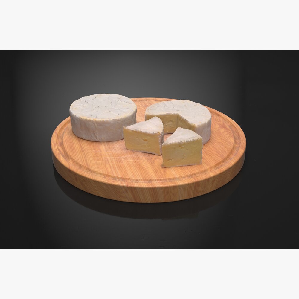 Artisanal Cheese Selection on Wooden Board Modello 3D
