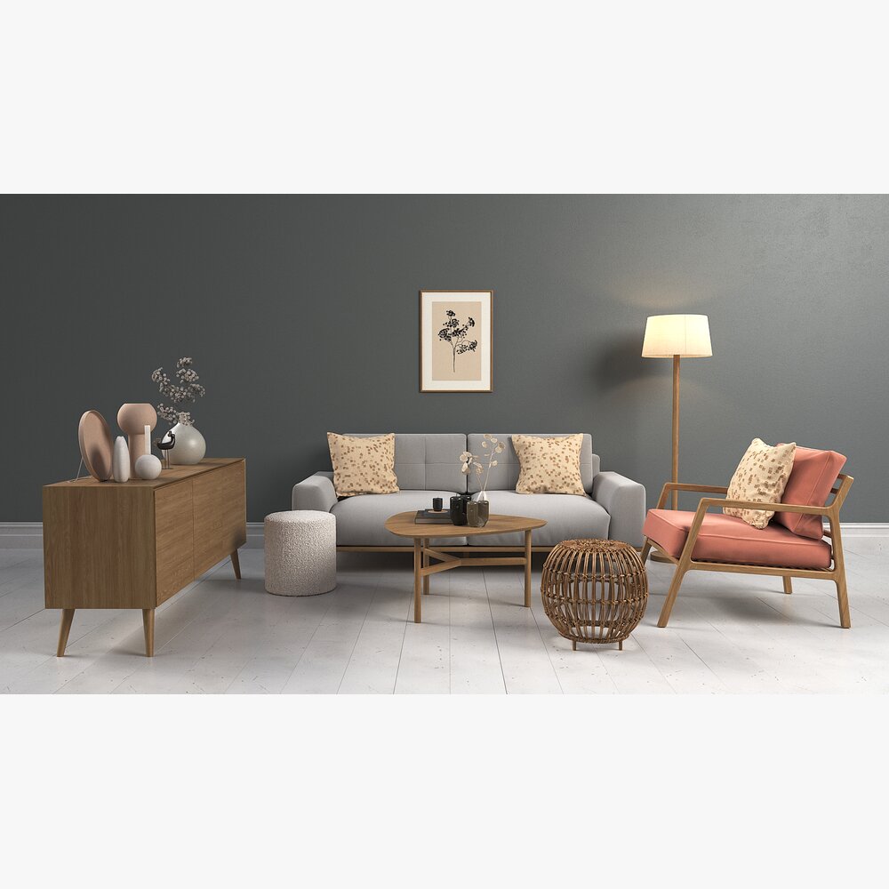 Contemporary Living Room Ensemble Modello 3D