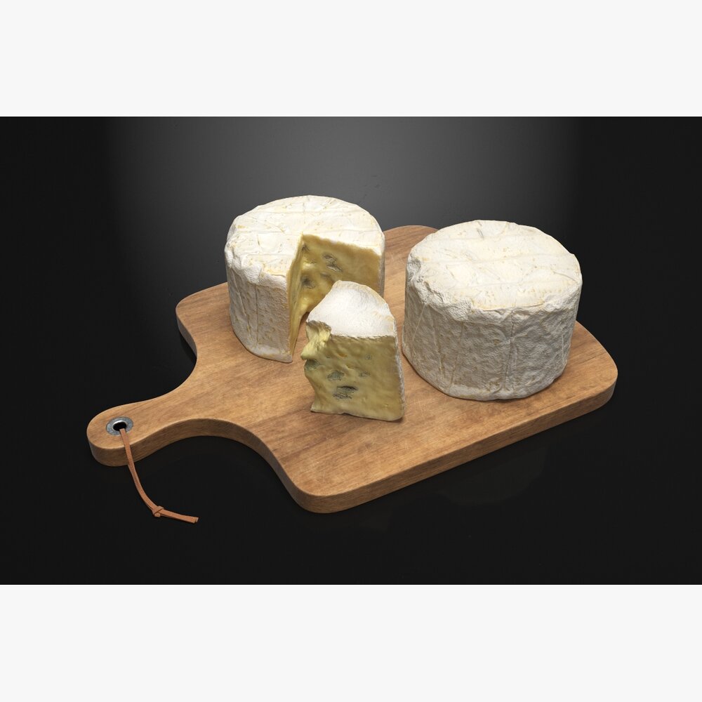Artisan Camembert Cheese Selection Modello 3D