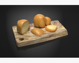 Artisan Cheese Selection on Wooden Board 02 Modelo 3d