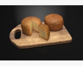 Artisan Cheese Collection on Wooden Board 3D модель