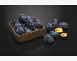 Fresh Plums in a Bowl Modello 3D
