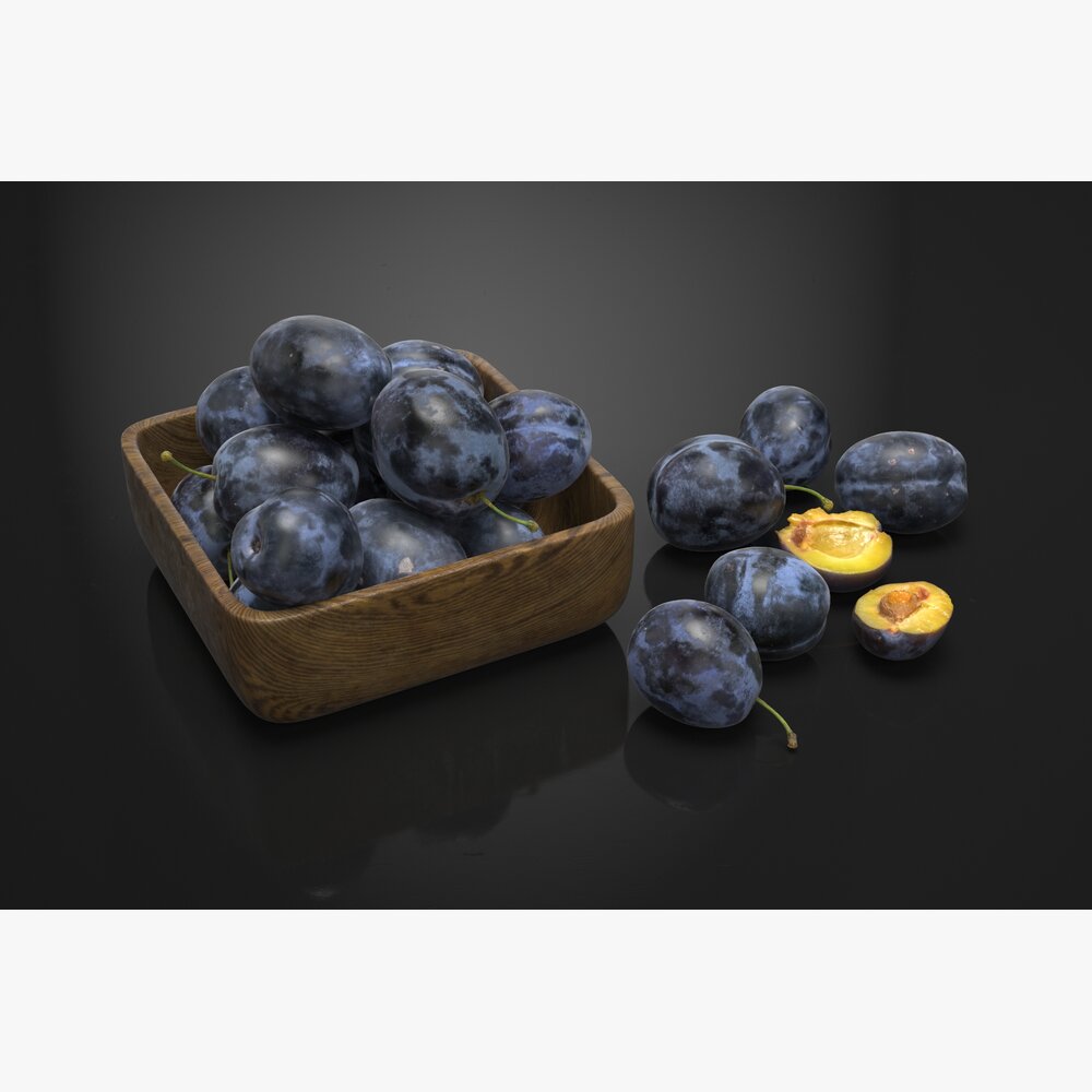 Fresh Plums in a Bowl 3D-Modell