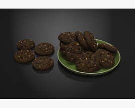 Chocolate Chip Cookies on a Plate 3D модель