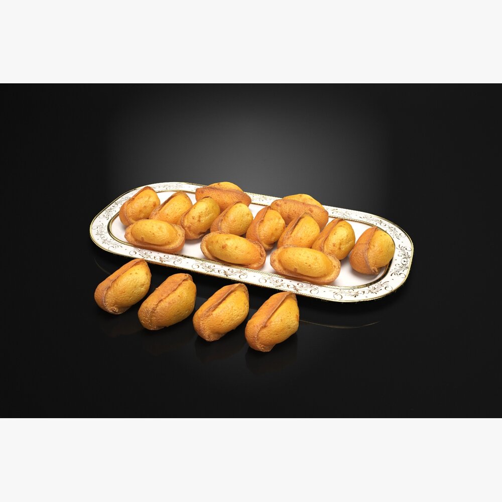 Silver Tray with Madeleines Modèle 3D