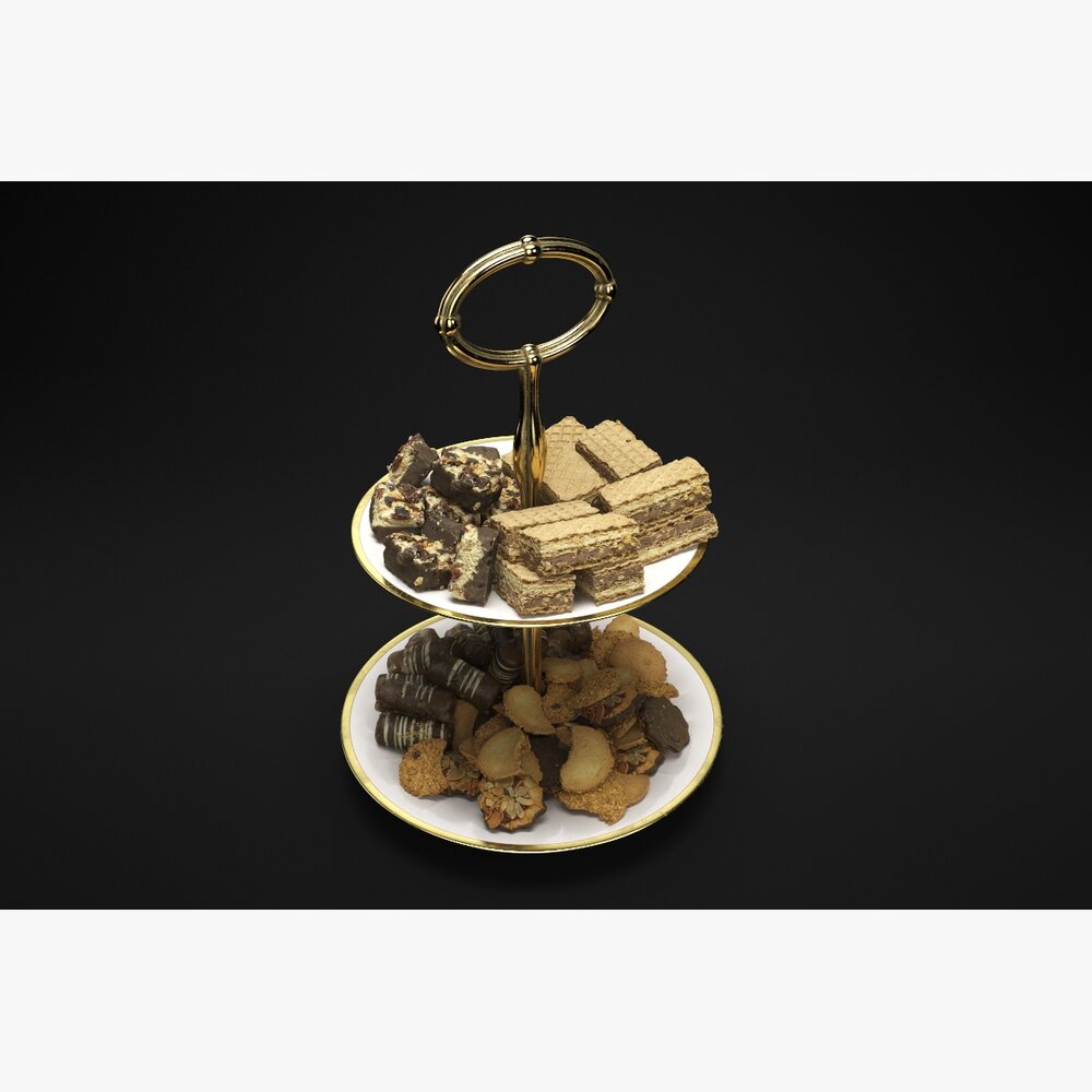 Two-Tier Dessert Stand Modello 3D
