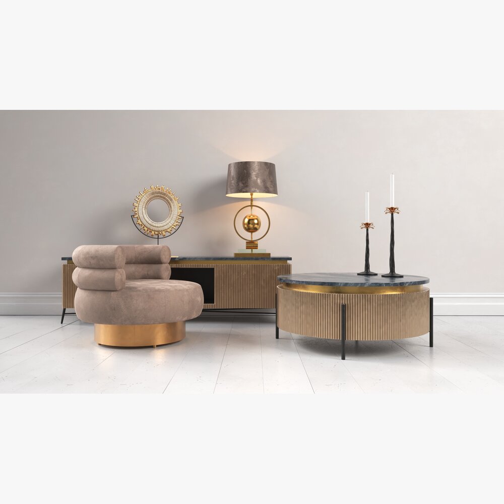Elegant Living Room Decor 04 3D модель