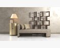 Modern Geometric Bookshelf and Elegant Chaise Lounge Modelo 3D
