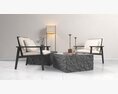 Modern Lounge Chair Set with Stone Coffee Table Modèle 3d