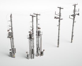 Utility Poles and Power Lines 3D модель