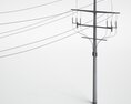 Utility Pole and Power Lines 3d model