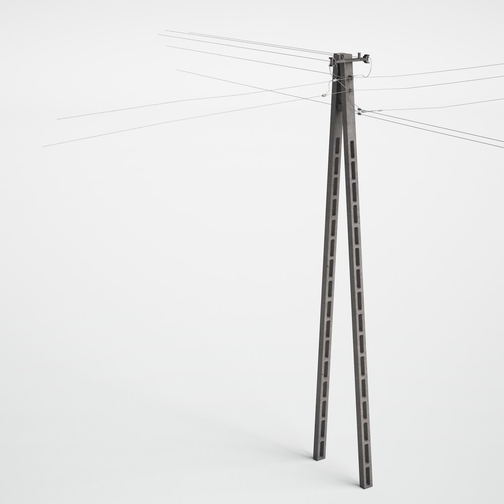 Utility Pole and Cables 3D модель