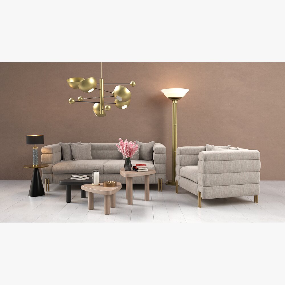 Modern Living Room Elegance 3D модель