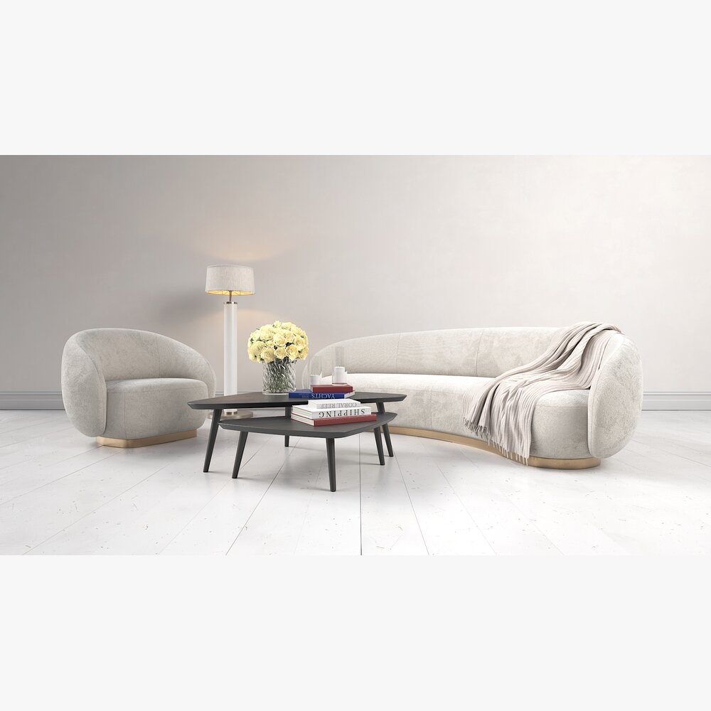 Modern Living Room Furniture Set 06 3d model