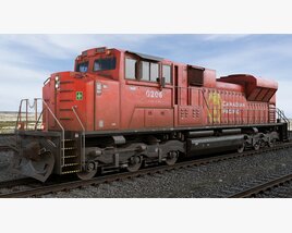 Red Diesel Locomotive 3D model