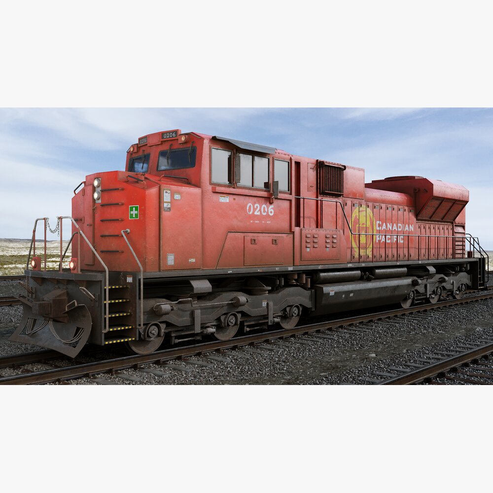 Red Diesel Locomotive 3D 모델 