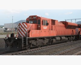 Red Diesel Locomotive 02 3D model