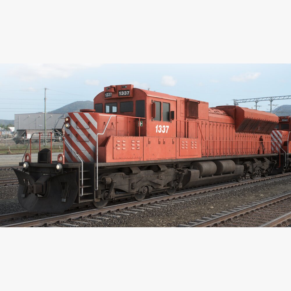 Red Diesel Locomotive 02 3Dモデル