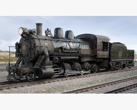 Vintage Steam Locomotive 3D model