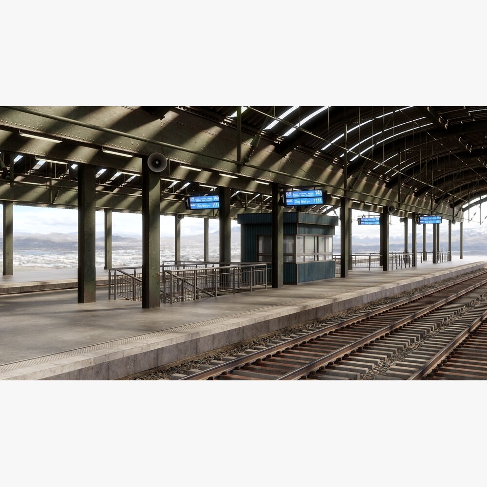 Railway Station Platform 02 Modello 3D