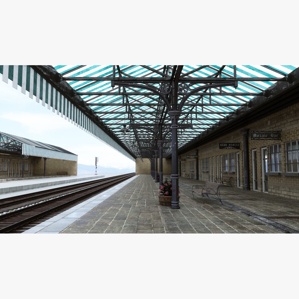 Railway Station Platform 04 3D model