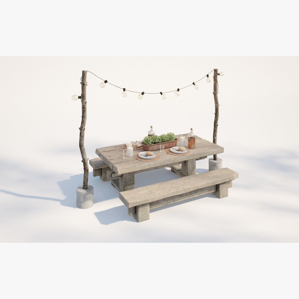 Outdoor Dining Set 3D-Modell